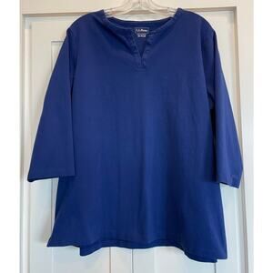 L.L. Bean Navy 3/4 length sleeve 100% Cotton pullover 3X plus